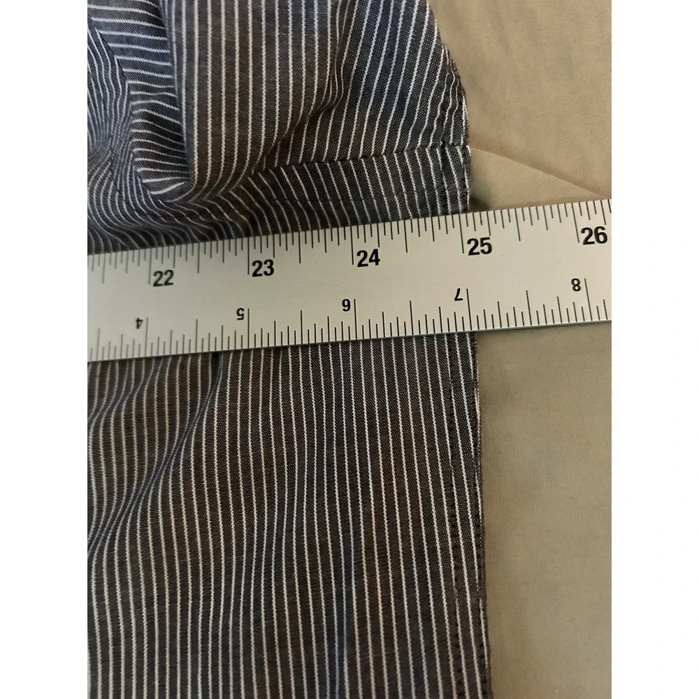 Croft &‎ Barrow Men's Dress Shirt 17.5 34/35 Grey White Pinstripe Classic Fit